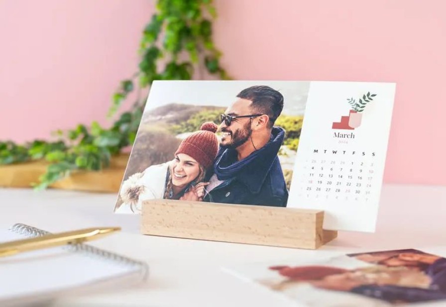 Geschenken Smartphoto Woondecoratie | Bureaukalender In Houten Staander