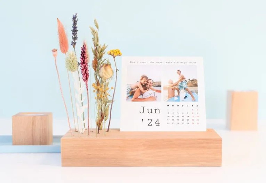 Geschenken Smartphoto Woondecoratie | Bureaukalender Met Gedroogde Bloemen